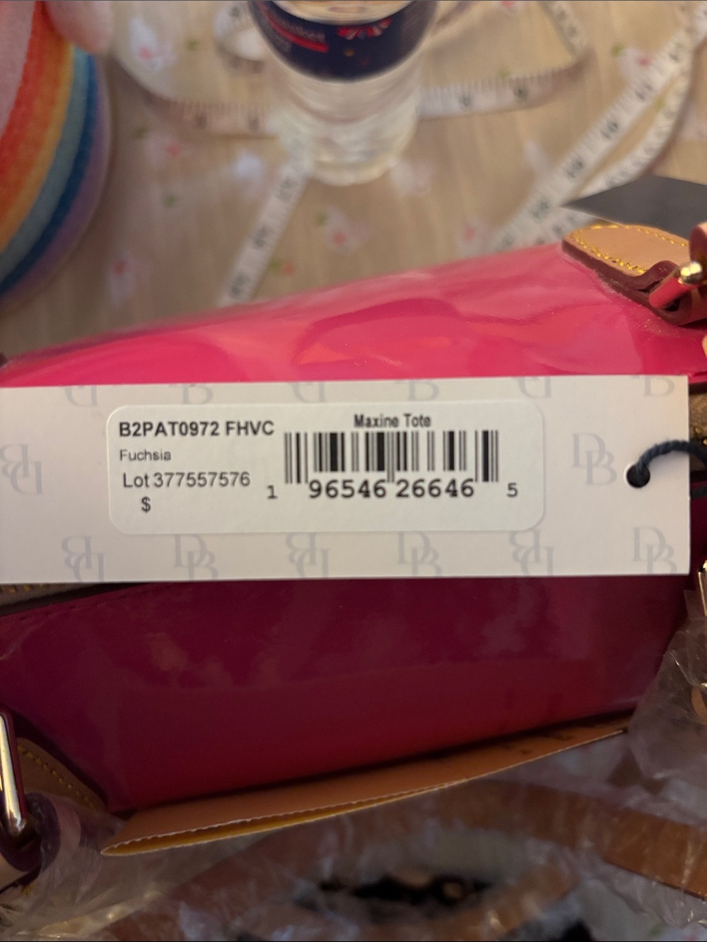 NWT Dooney & Bourke Fuchsia Patent Leather Maxine Tote Bag Pristine Wrapped - Picture 14 of 14